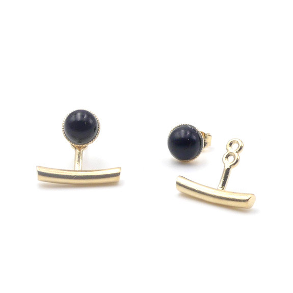 Boucles d'oreilles Ariane pendants barres - Onyx 